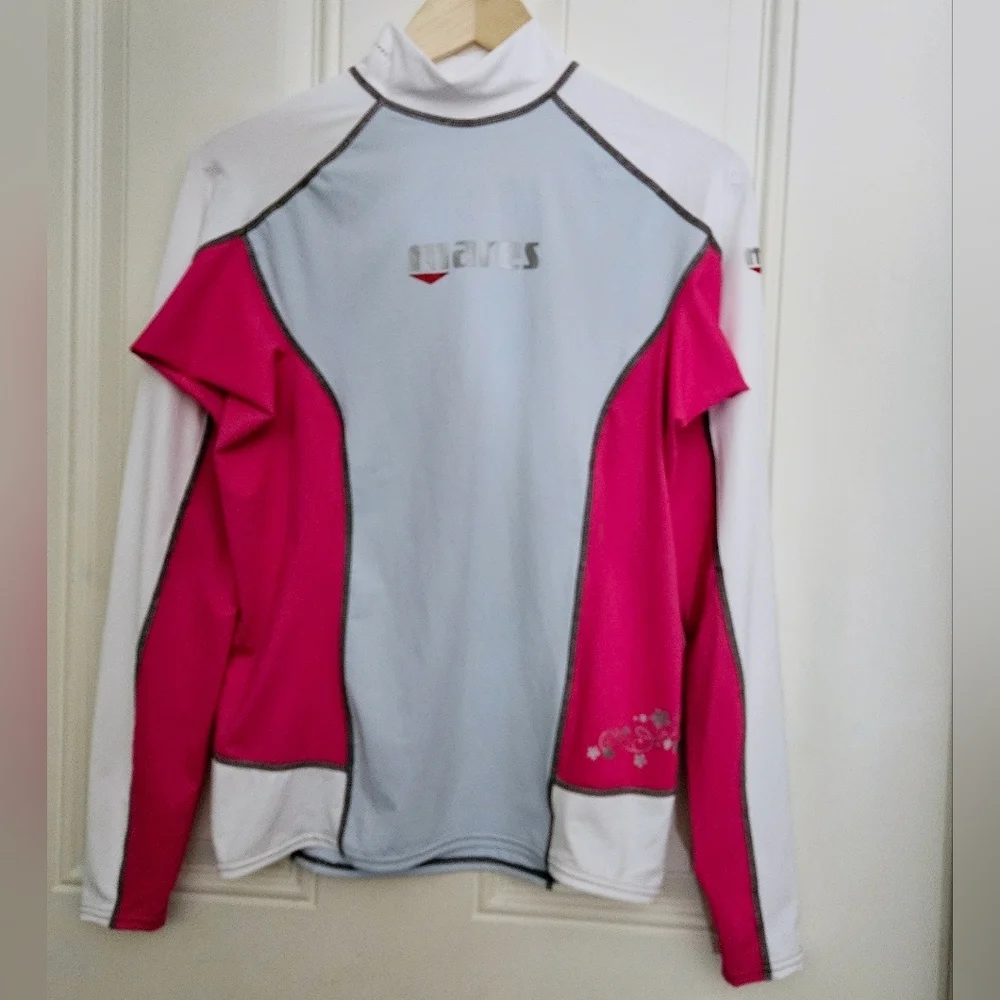 Mares Trilastic Rash Guard  UV Protection Shirt Long Sleeve Pink lBlue  size 14 - Picture 3 of 12